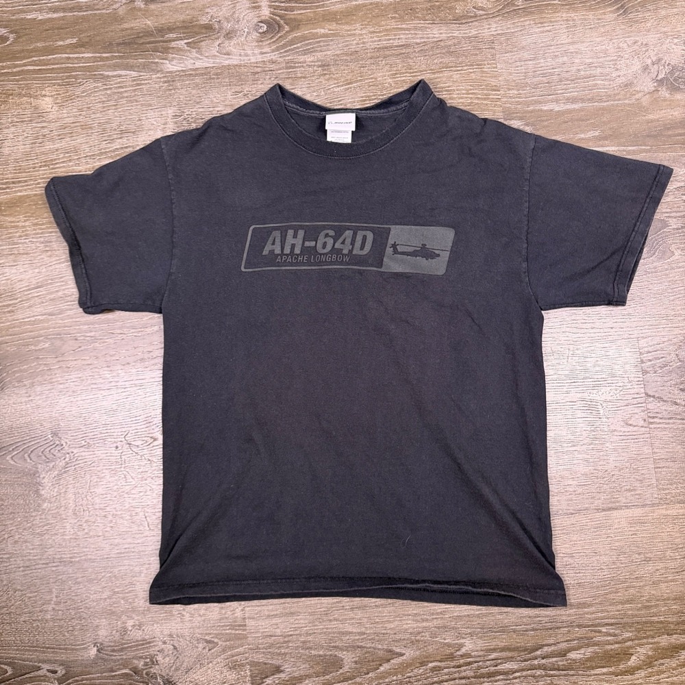 Boeing Mens T-Shirt L AH-64D Apache Longbow Helicopter Rare Promo Military Army